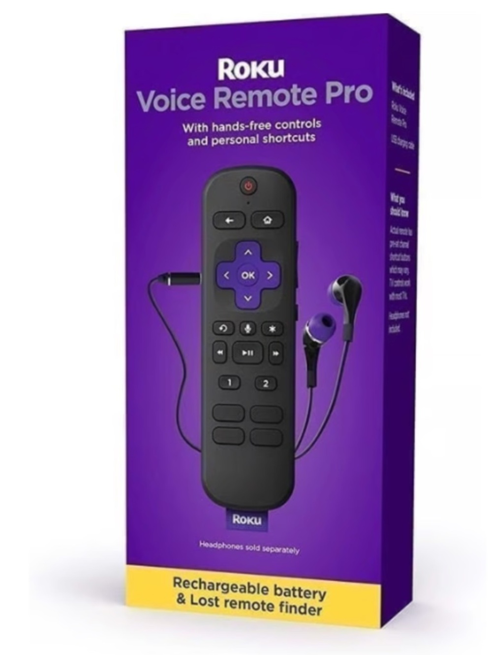 Roku Voice Remote Pro Rechargeable voice remote with Headphone Jack